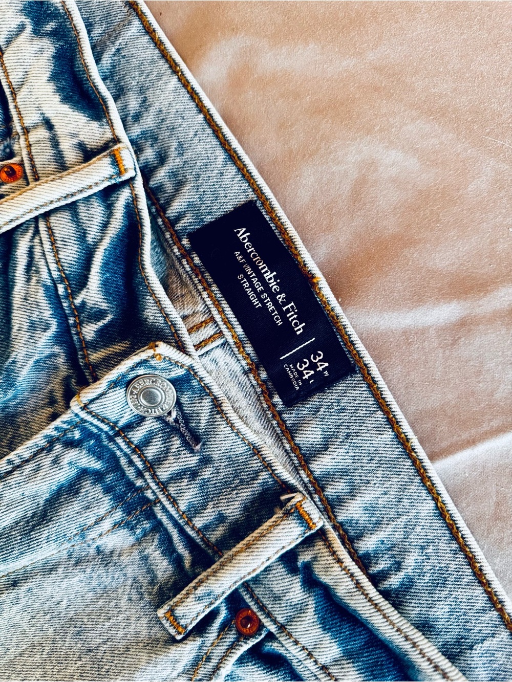 ABERCROMBIE & FITCH Light Blue Straight Leg Jeans - Picture 9 of 9